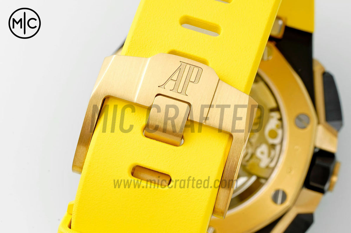 Royal Oak Offshore 43mm 26420 黑色陶瓷黑色/YG 錶盤配黃色橡膠錶帶 - 尊貴版