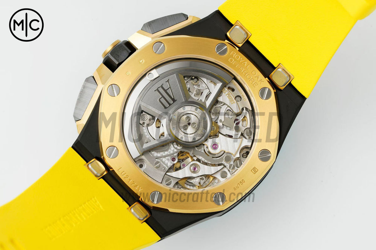 Royal Oak Offshore 43mm 26420 黑色陶瓷黑色/YG 錶盤配黃色橡膠錶帶 - 尊貴版