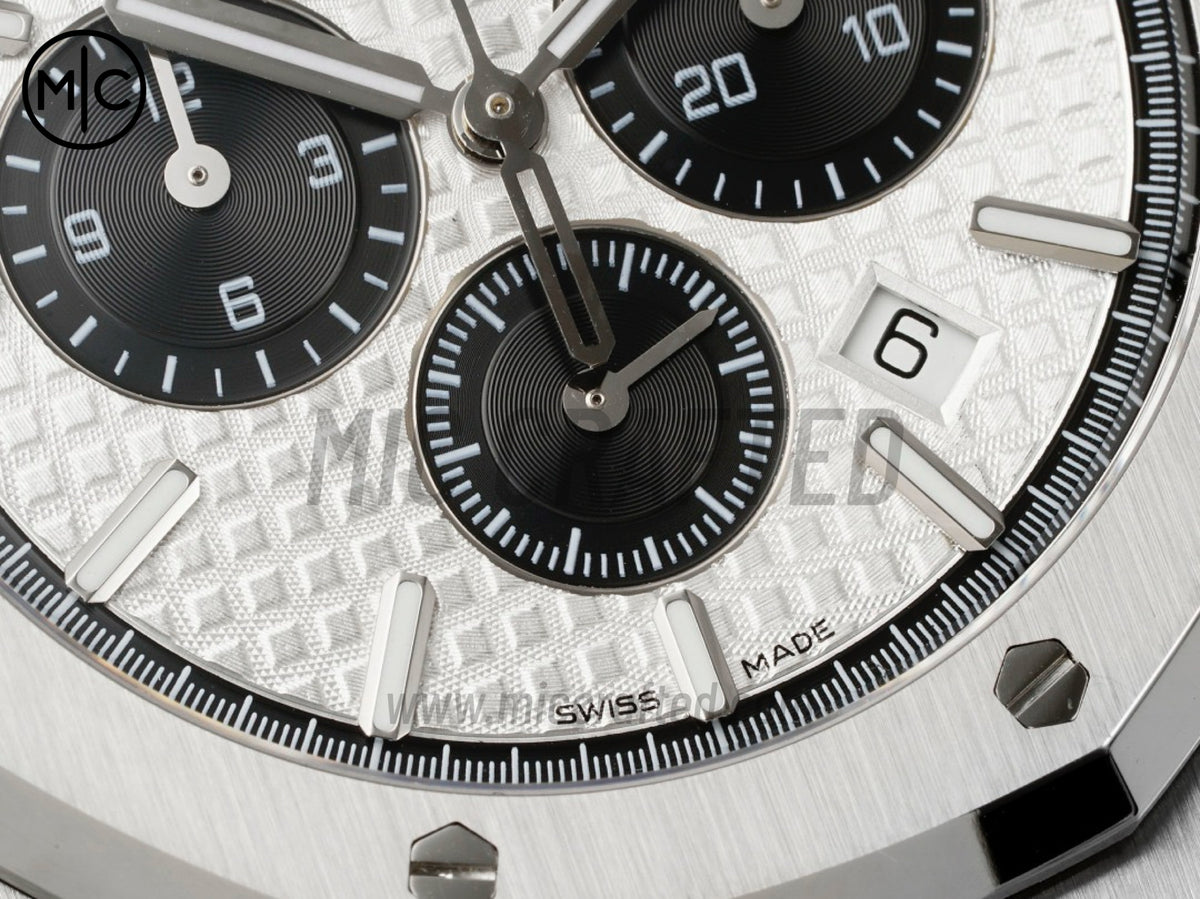 Royal Oak Chrono 41mm 26331 SS White/Black Dial on SS Bracelet – Premium Edition