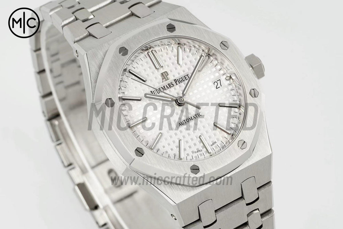 Royal Oak 37mm 15450 SS Silver Textured Dial on SS Bracelet – Premium Edition