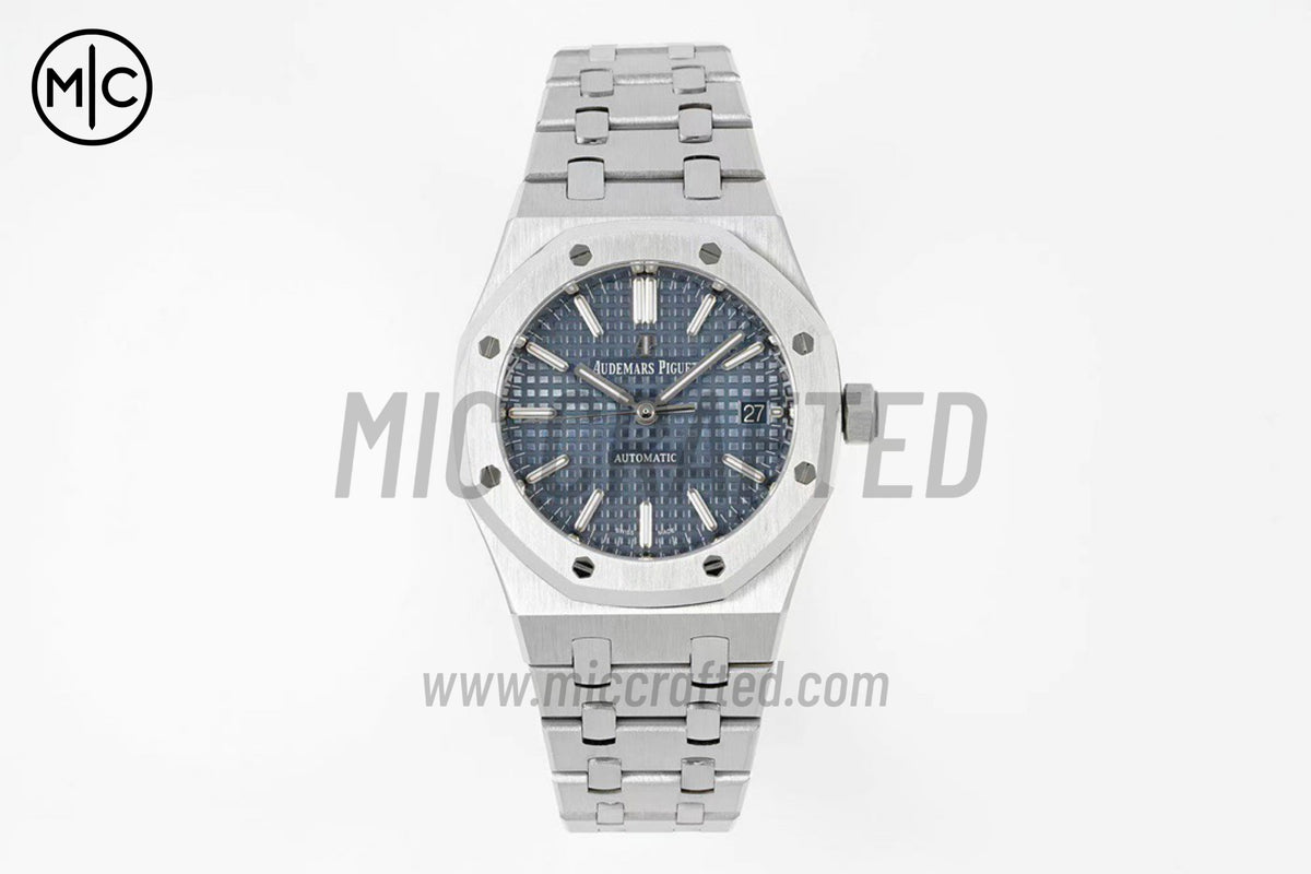 Royal Oak 37mm 15450 SS Blue Textured Dial on SS Bracelet – Premium Edition