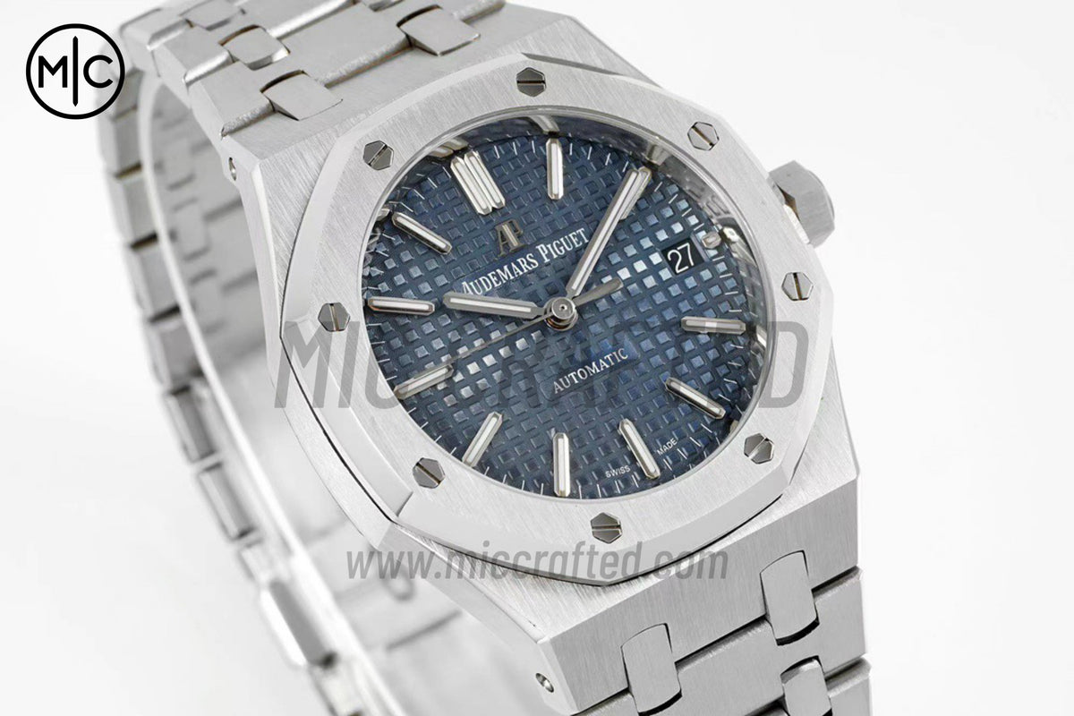 Royal Oak 37mm 15450 SS Blue Textured Dial on SS Bracelet – Premium Edition