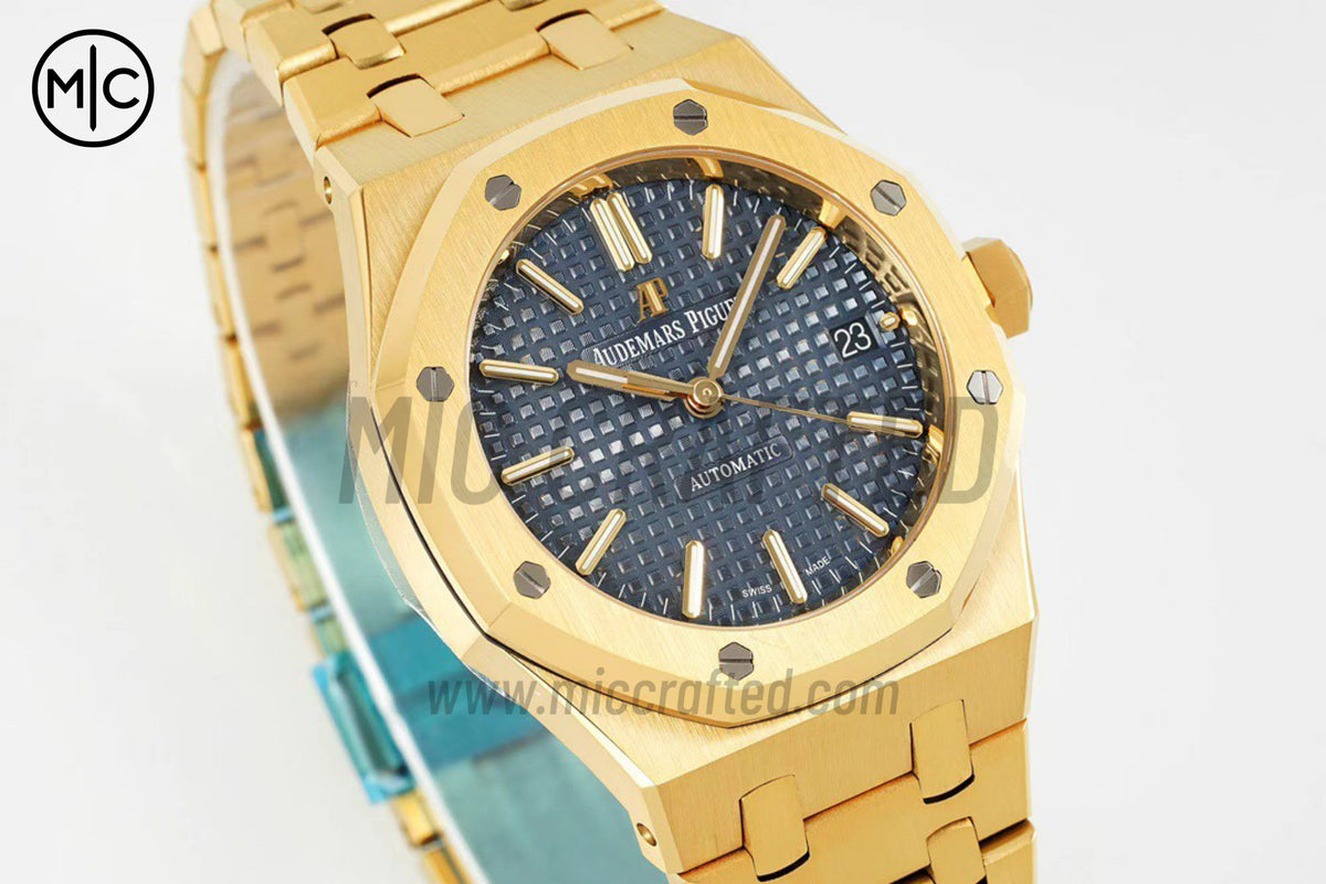 Royal Oak 37mm 15450 YG Blue Dial on YG Bracelet – Premium Edition