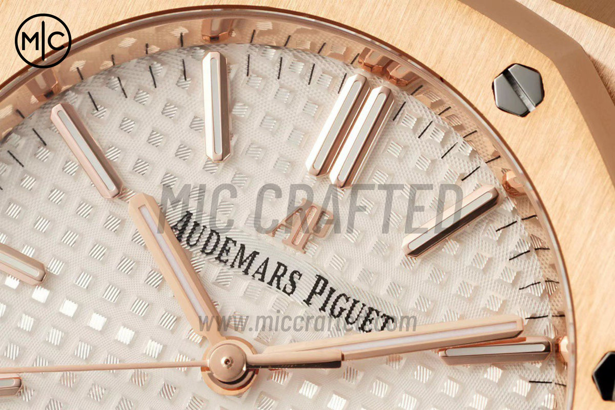 皇家橡樹 37mm 15450 玫瑰金 白色錶盤 配玫瑰金錶鏈 - 尊貴版