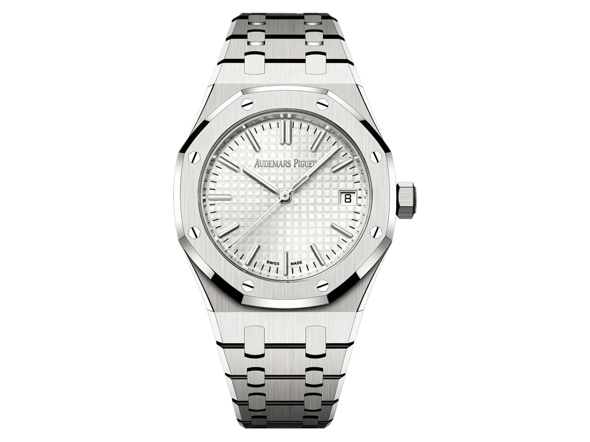 Royal Oak 37mm 15550 SS 銀色紋理錶盤配 SS 錶鏈 - 尊貴版