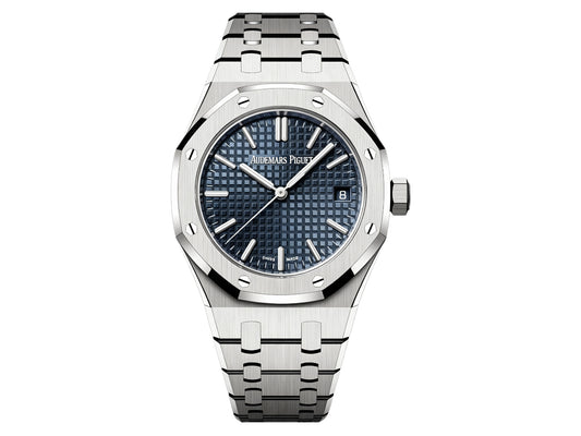Royal Oak 37mm 15550 SS Blue Textured Dial on SS Bracelet – Premium Edition
