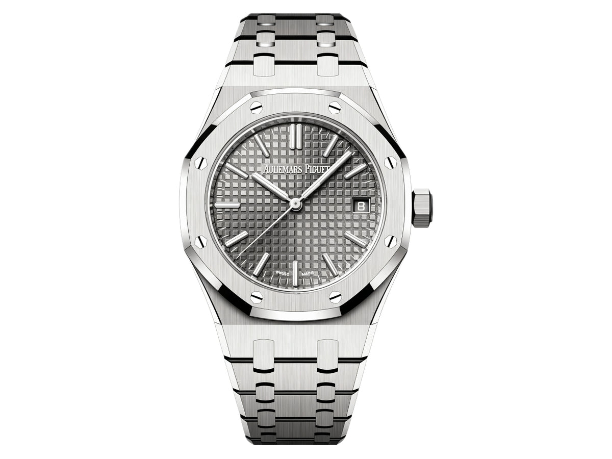 Royal Oak 37mm 15550 SS 灰色紋理錶盤配 SS 錶鏈 - 尊貴版