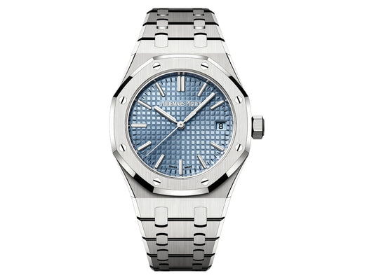 Royal Oak 37mm 15550 SS ICE Blue Textured Dial on SS Bracelet – Premium Edition