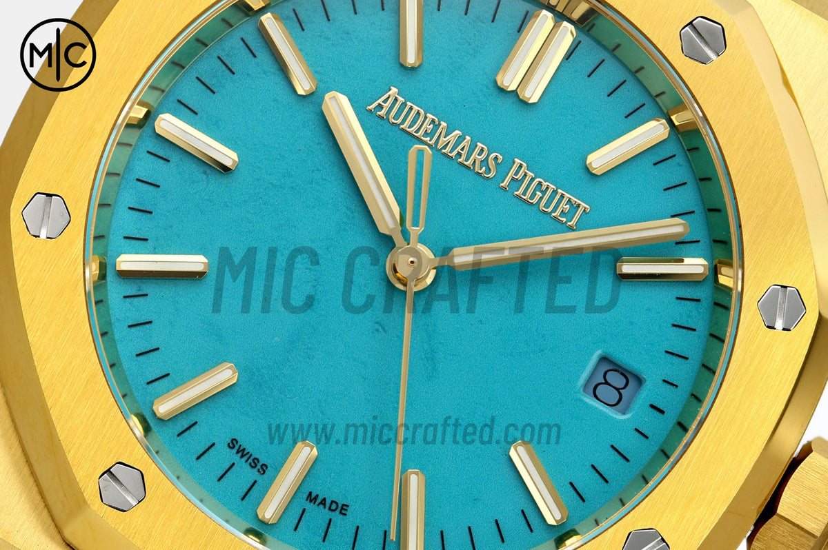Royal Oak 37mm 15550 YG 綠松石色錶盤配 YG 錶鏈 - 尊貴版