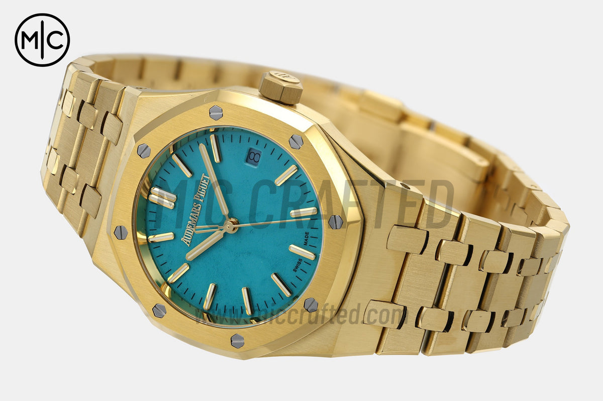 Royal Oak 37mm 15550 YG 綠松石色錶盤配 YG 錶鏈 - 尊貴版