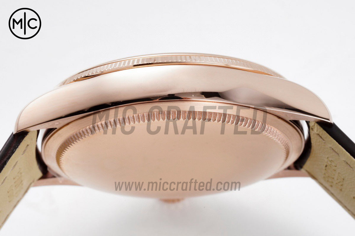 Cellini 50505 39mm RG 白色錶面棒狀刻度配棕色皮革錶帶 - 高級版