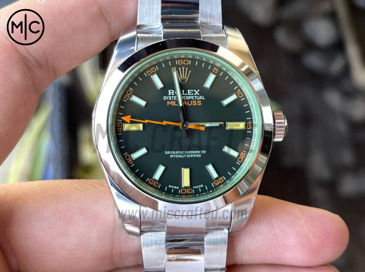 Milgauss 116400GV 40mm 904L Steel Black Dial on SS Bracelet – Premium Edition