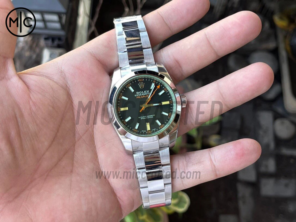 Milgauss 116400GV 40mm 904L Steel Black Dial on SS Bracelet – Premium Edition