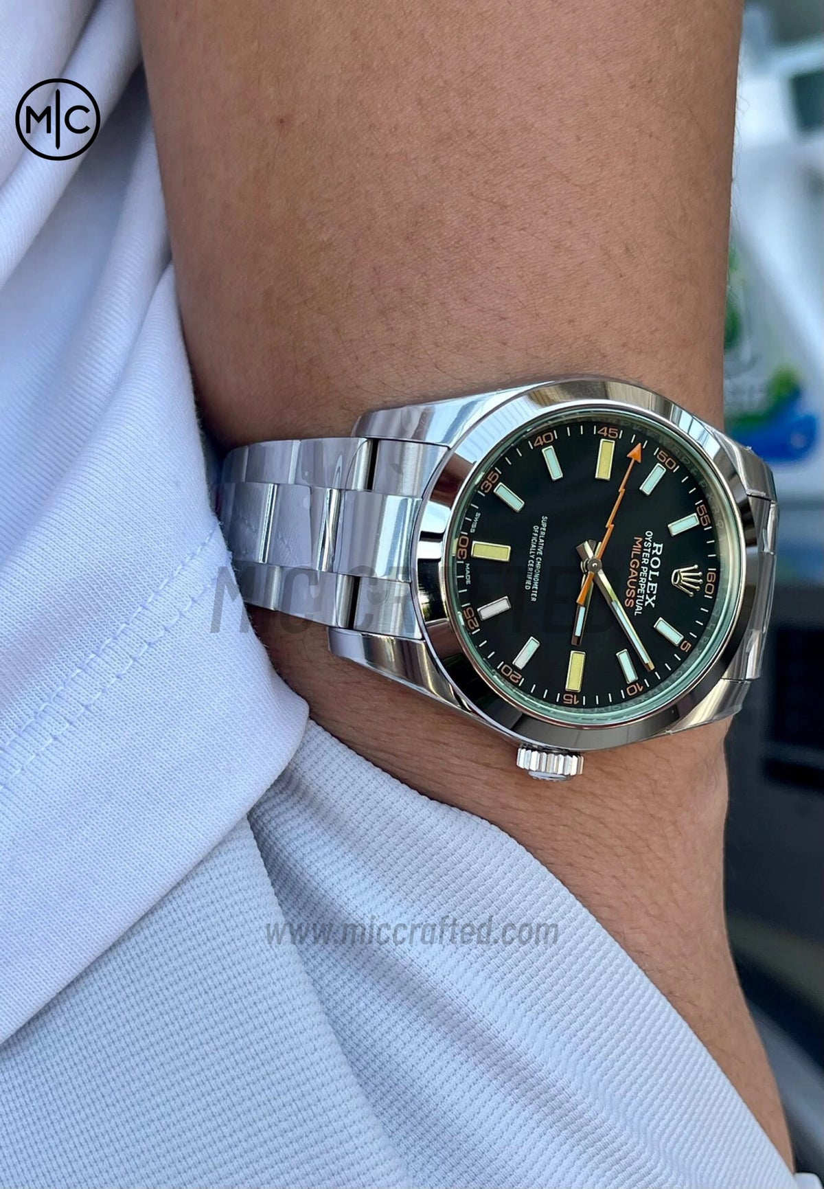 Milgauss 116400GV 40mm 904L Steel Black Dial on SS Bracelet – Premium Edition