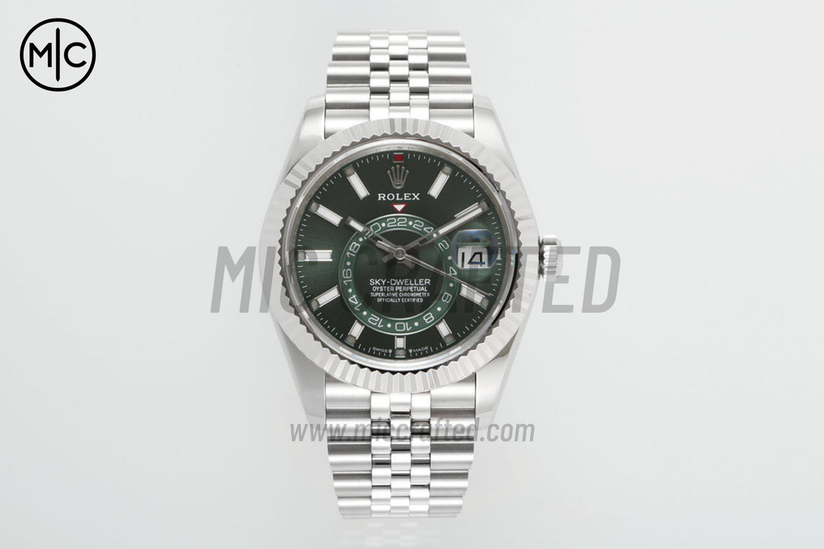 Sky-Dweller 42mm 326934 904L SS Green Dial on SS Jubilee Bracelet – Premium Edition