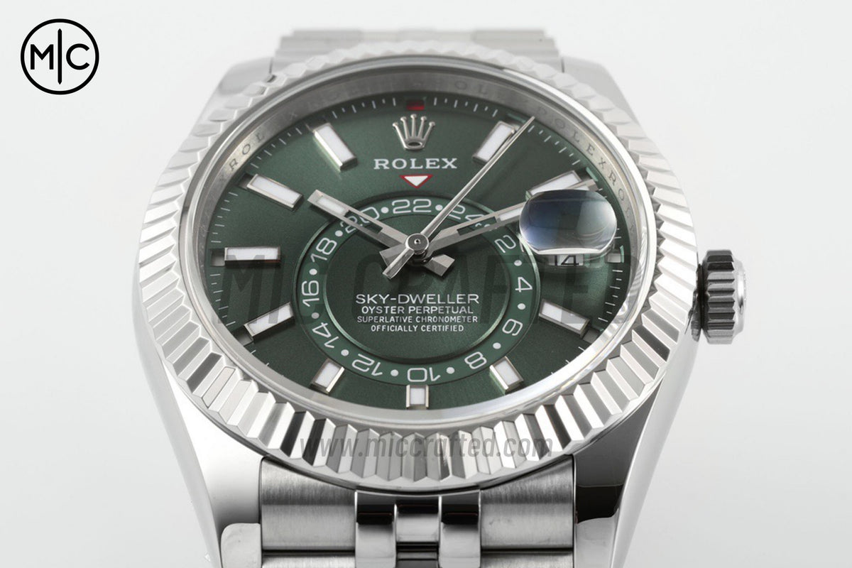 Sky-Dweller 42mm 326934 904L SS Green Dial on SS Jubilee Bracelet – Premium Edition