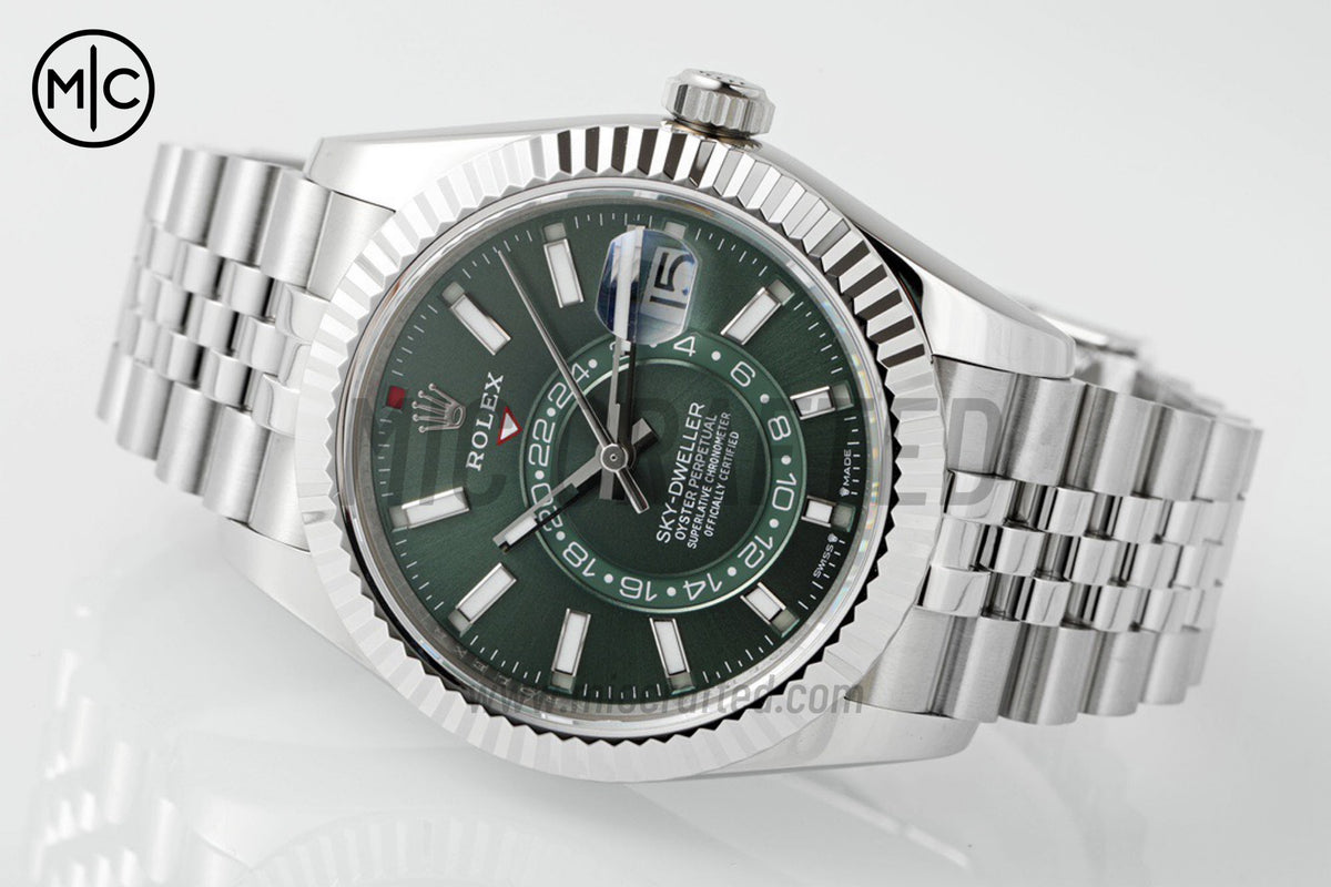 Sky-Dweller 42mm 326934 904L SS Green Dial on SS Jubilee Bracelet – Premium Edition