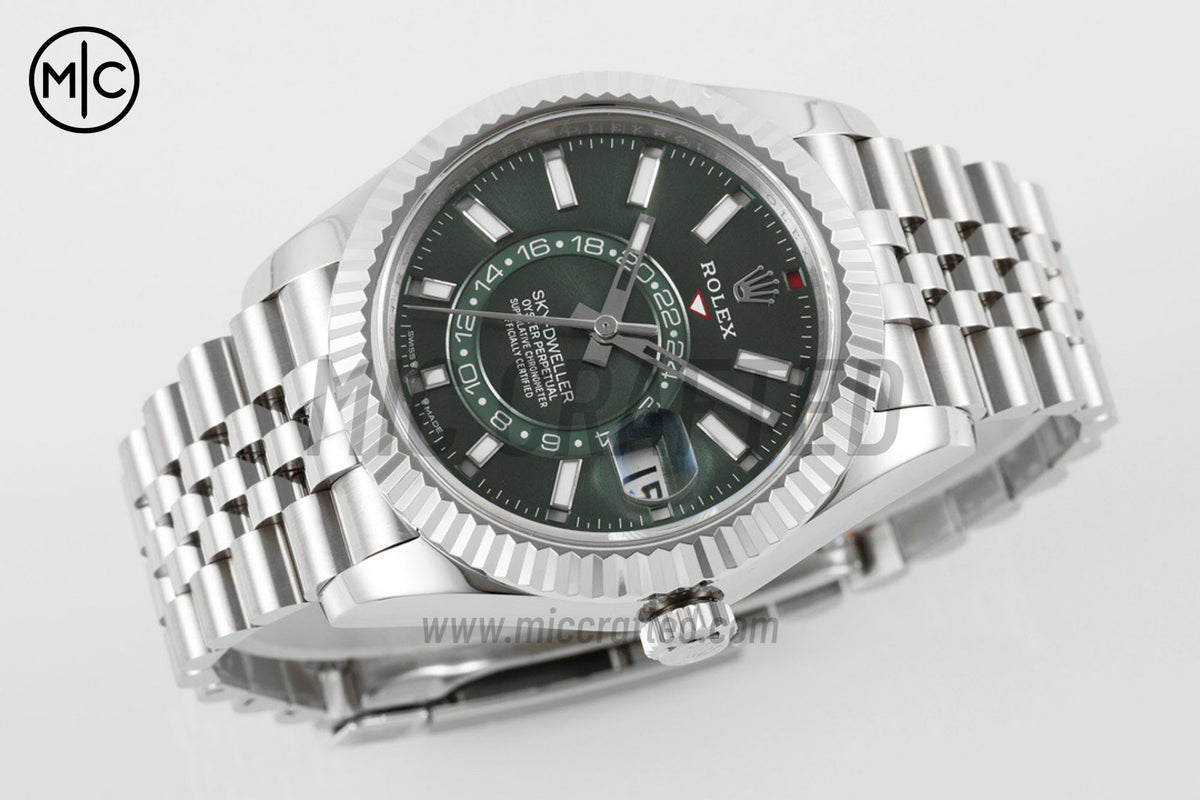 Sky-Dweller 42mm 326934 904L SS Green Dial on SS Jubilee Bracelet – Premium Edition