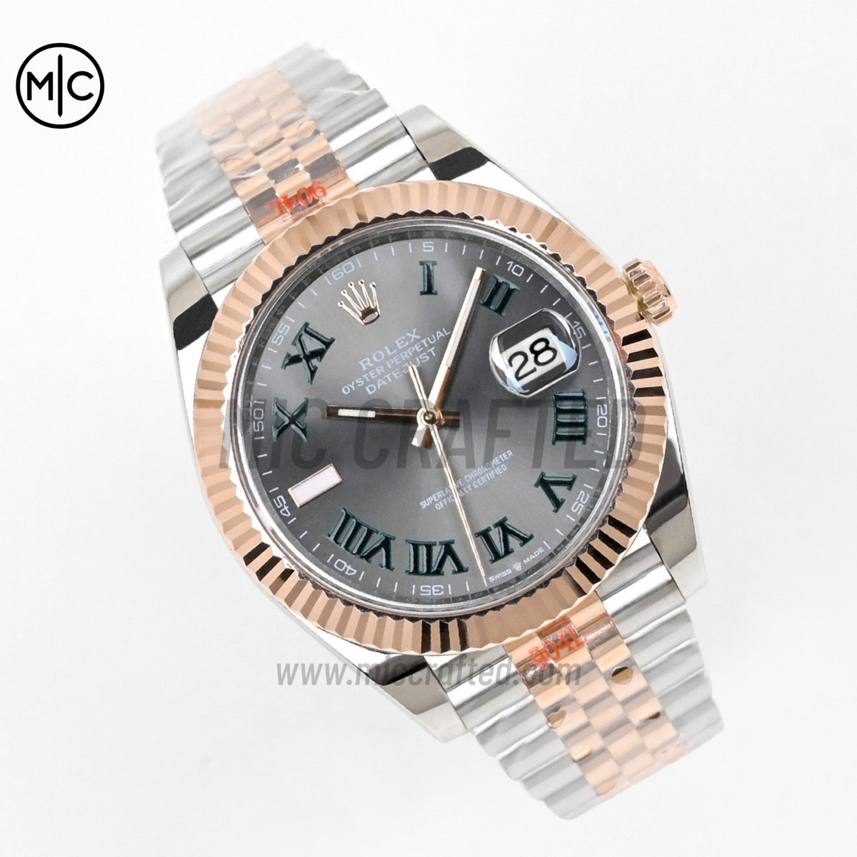 DateJust 41 126331 SS/RG Gray Dial Green Roman on Jubilee Bracelet– Premium Edition