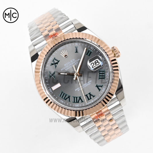 DateJust 41 126331 SS/RG Gray Dial Green Roman on Jubilee Bracelet– Premium Edition