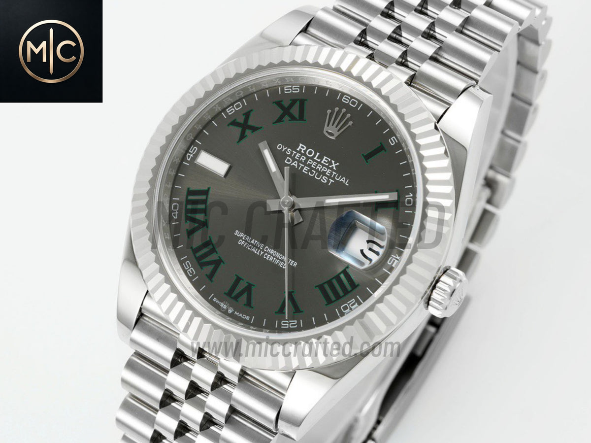 DateJust 41mm 126334 Gray Dial Green Roman on Jubilee Bracelet – Premium Edition