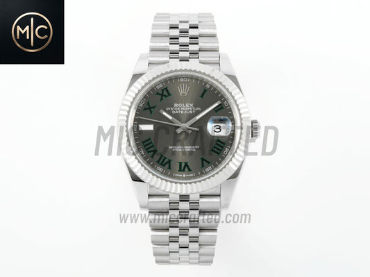 DateJust 41mm 126334 Gray Dial Green Roman on Jubilee Bracelet – Premium Edition