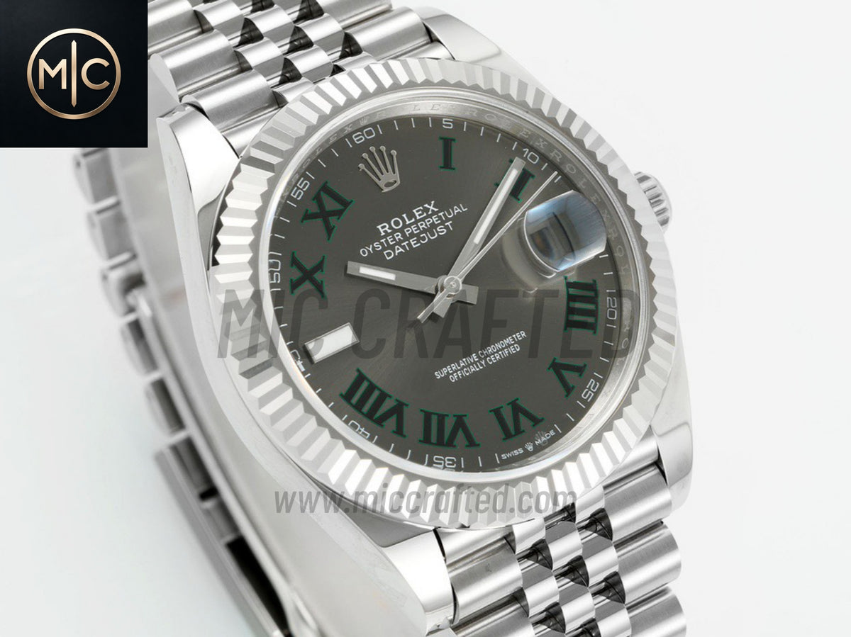 DateJust 41mm 126334 Gray Dial Green Roman on Jubilee Bracelet – Premium Edition