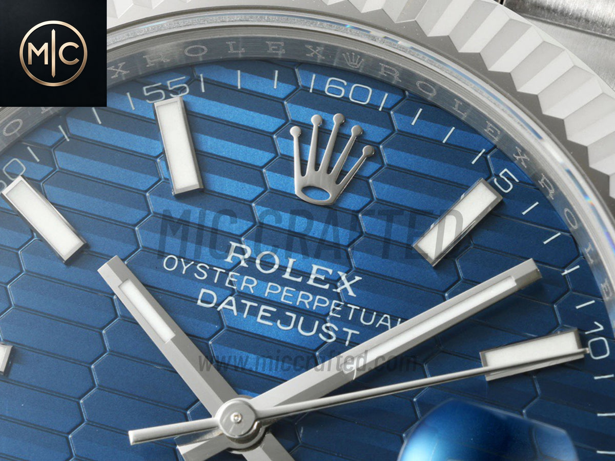 DateJust 41mm 126334 藍色紋理條形錶盤配 Jubilee 錶帶 - 高級版