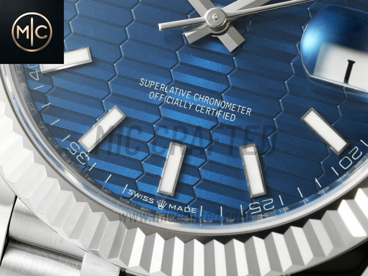 DateJust 41mm 126334 藍色紋理條形錶盤配 Jubilee 錶帶 - 高級版