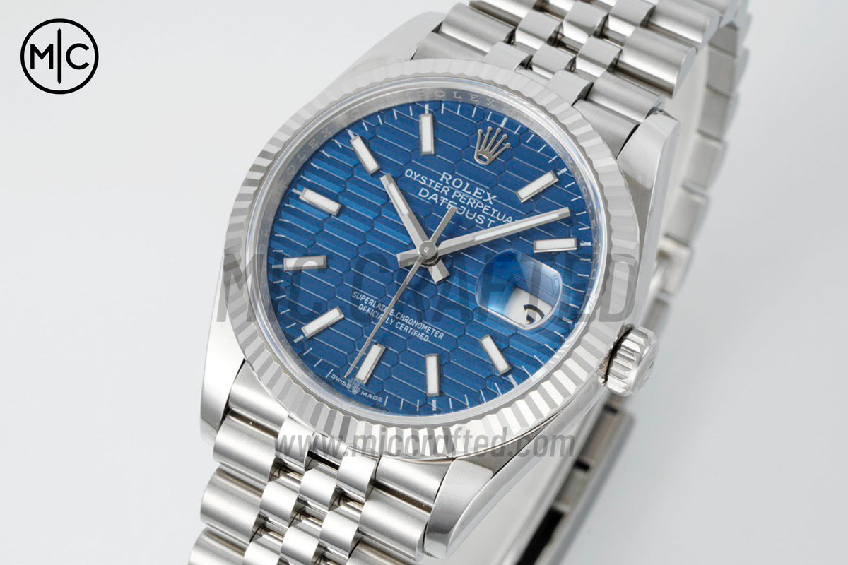 DateJust 36mm 126234  Blue Texuted Stick Dial on Jubilee Bracelet – Premium Edition