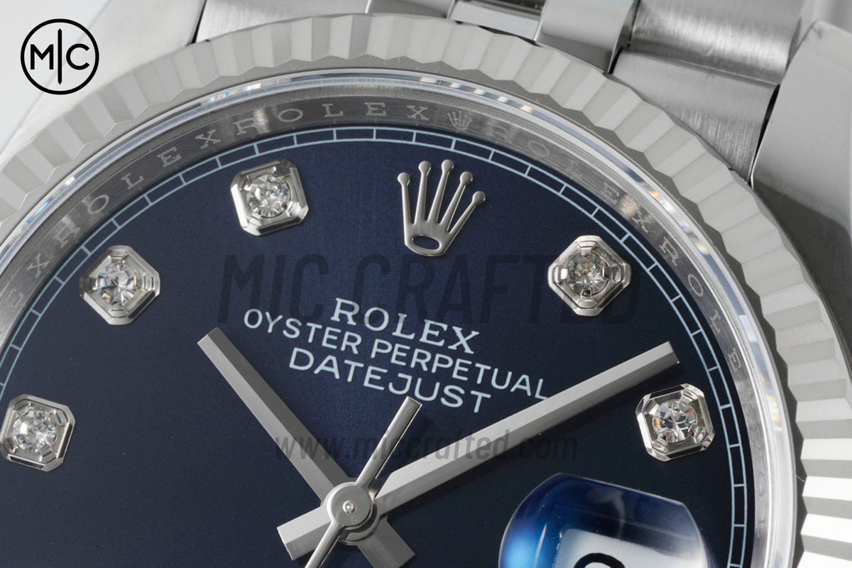 DateJust 36mm 126234 藍色鑽石錶盤，搭配蠔式五珠錶帶 - 高級版