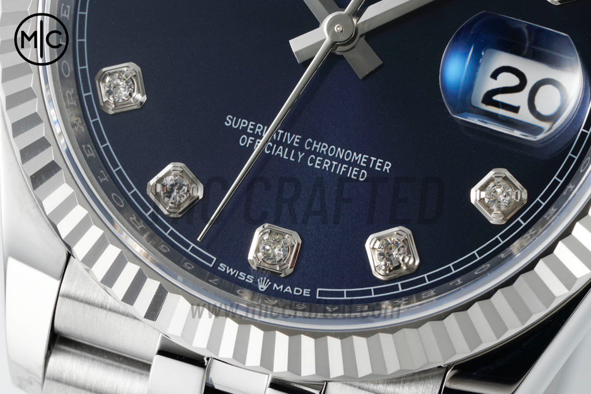 DateJust 36mm 126234 藍色鑽石錶盤，搭配蠔式五珠錶帶 - 高級版