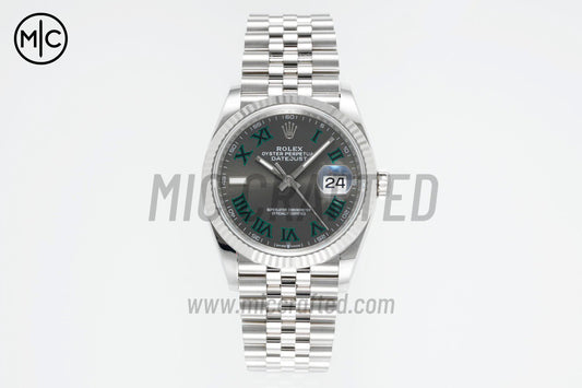 DateJust 36mm 126234 Gray Dial Green Roman on Jubilee Bracelet – Premium Edition
