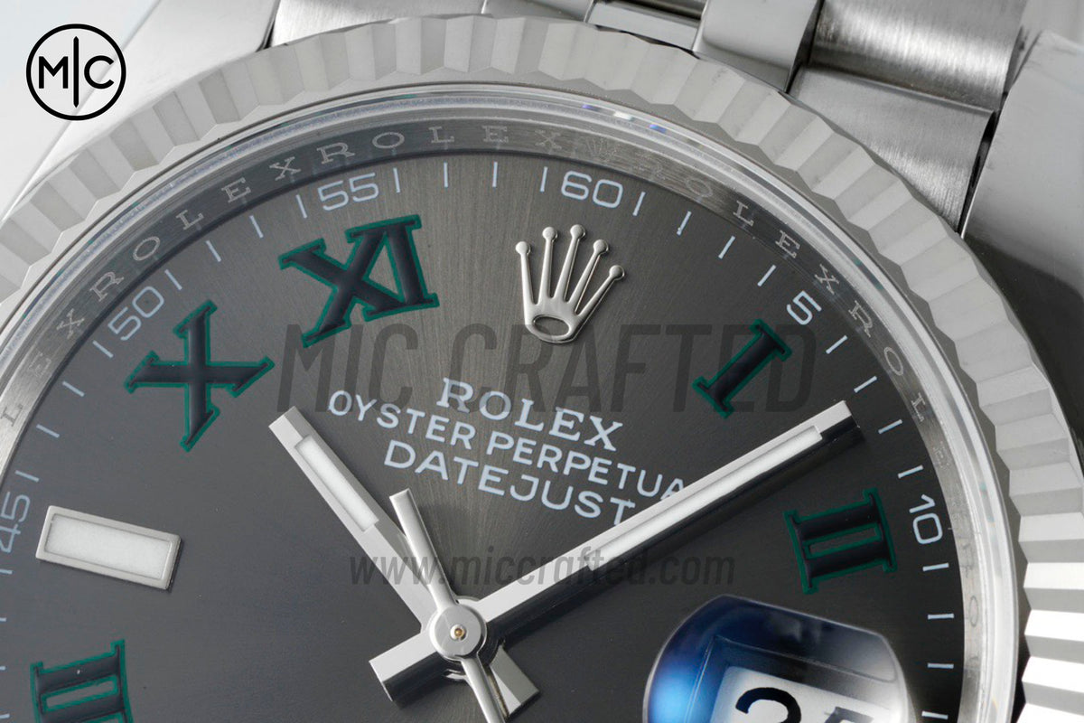 DateJust 36mm 126234 Gray Dial Green Roman on Jubilee Bracelet – Premium Edition