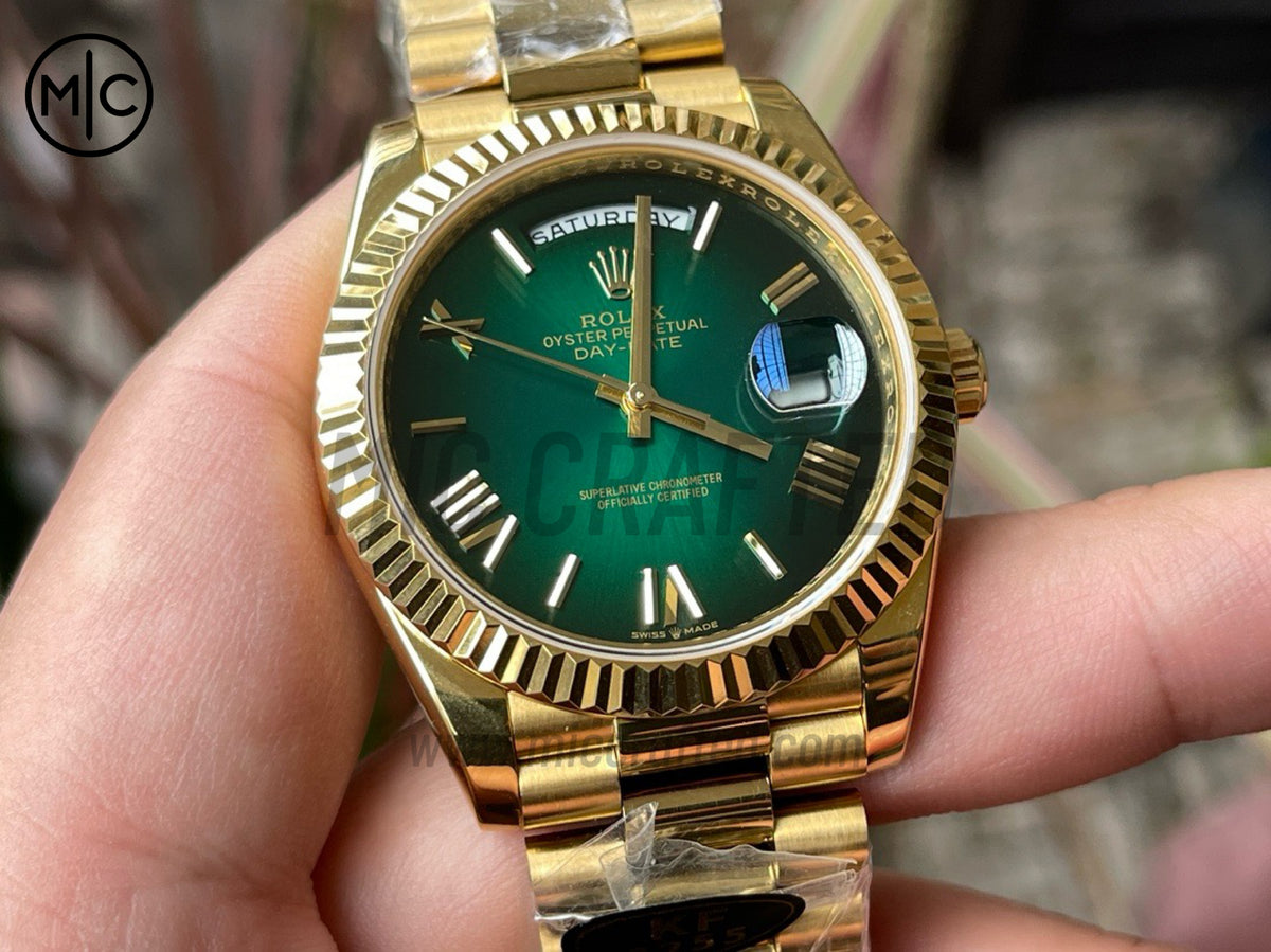 DayDate 40mm 228238 Green Ombre Roman Dial on President Bracelet – Premium Edition