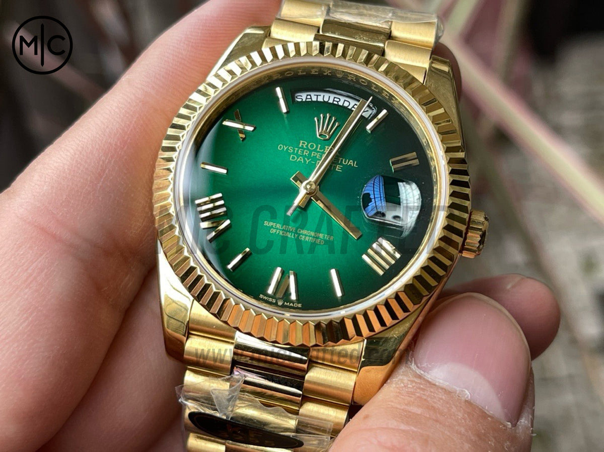 DayDate 40mm 228238 Green Ombre Roman Dial on President Bracelet – Premium Edition