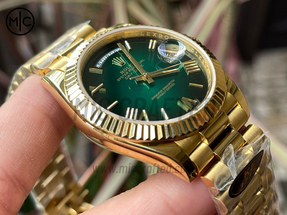 DayDate 40mm 228238 Green Ombre Roman Dial on President Bracelet – Premium Edition