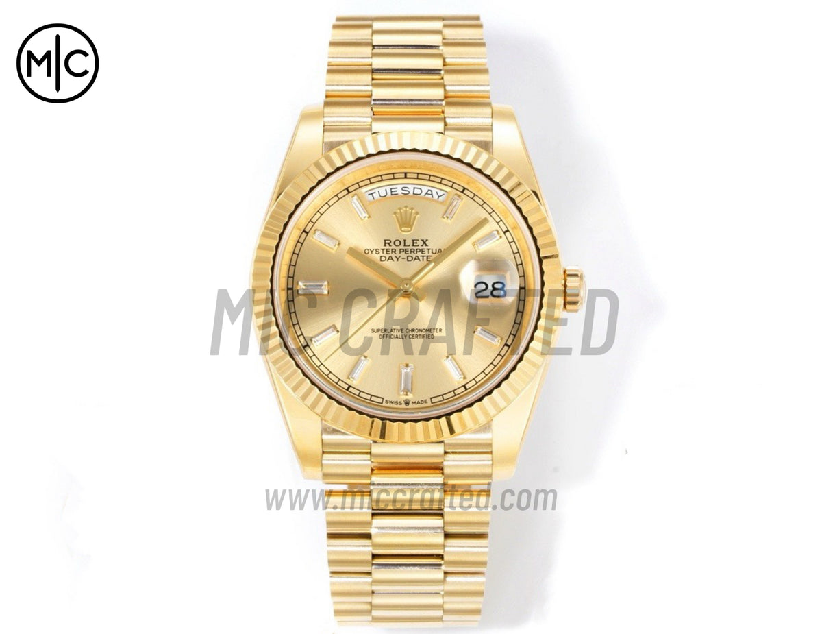 DayDate 40mm 228238 YG Crystal Dial on President Bracelet – Premium Edition
