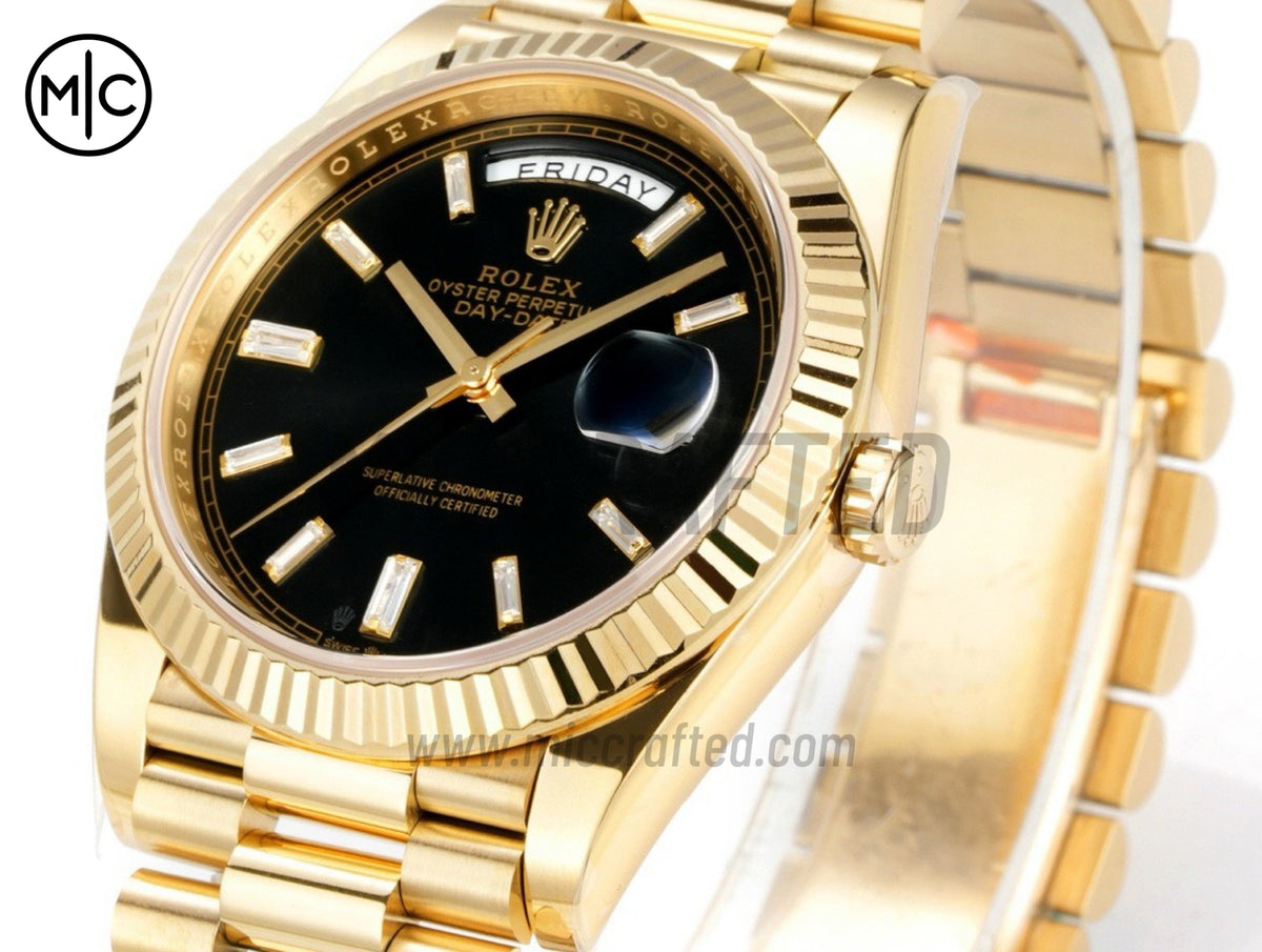 Day Date 40 YG 228238 Black Crystal Dial on President Bracelet – Premium Edition