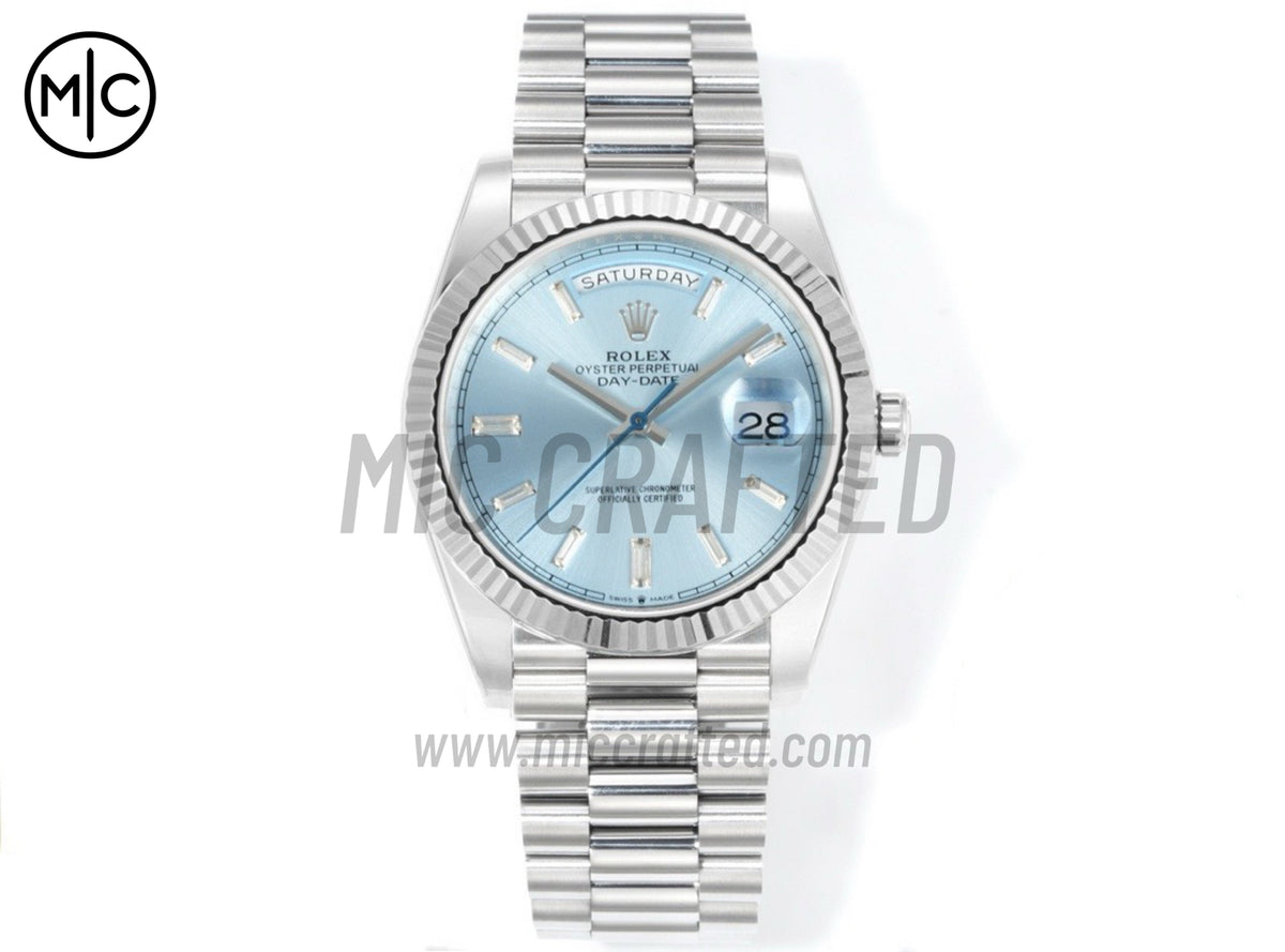 DayDate 40mm 228236 Ice Blue Crystal Dial on President Bracelet – Premium Edition