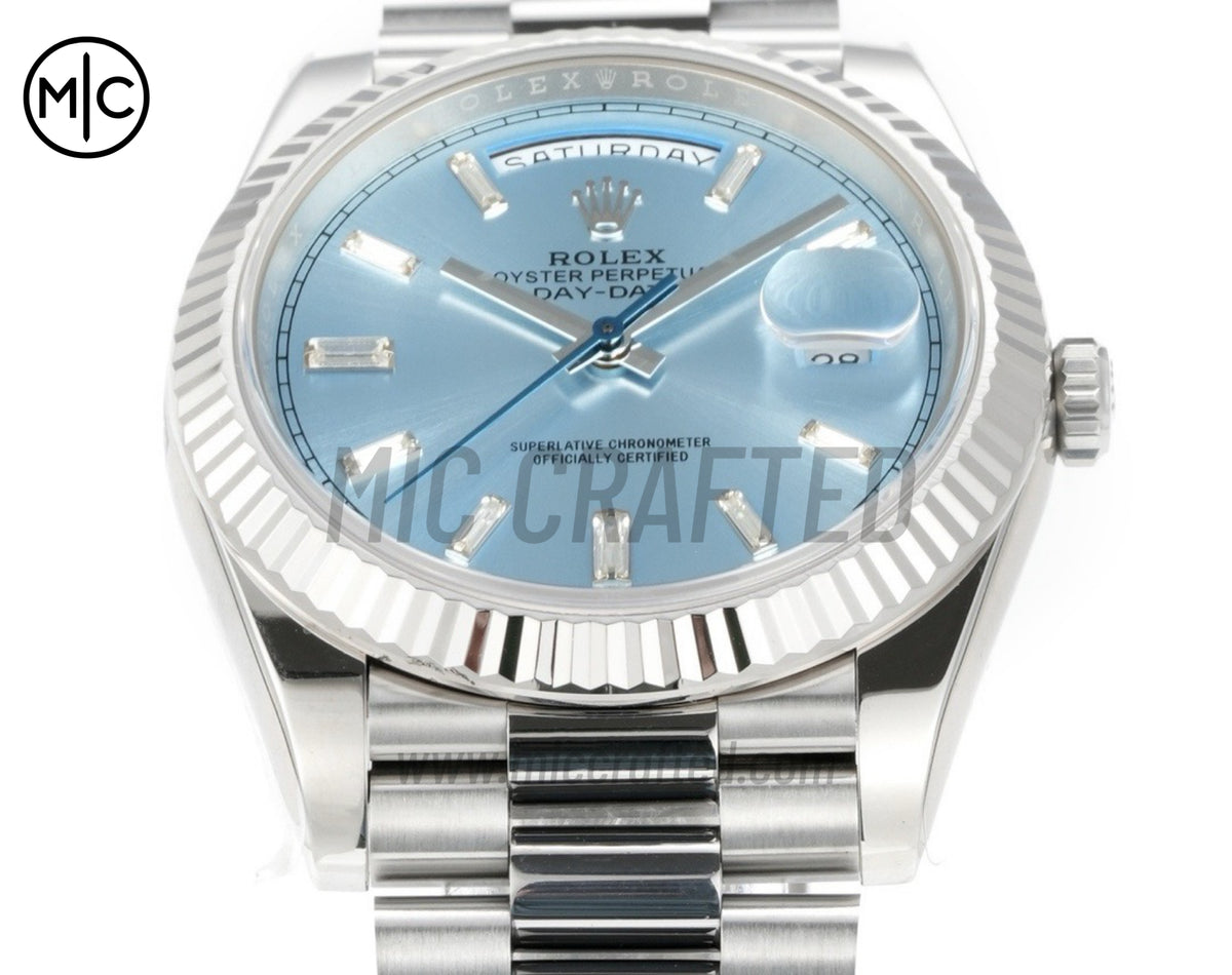 DayDate 40mm 228236 Ice Blue Crystal Dial on President Bracelet – Premium Edition