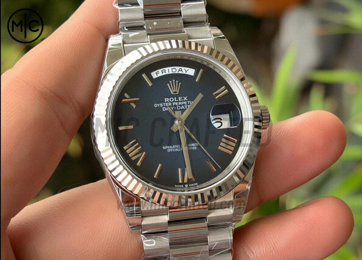 DayDate 40mm 228236 Blue Ombre Roman Dial on President Bracelet – Premium Edition