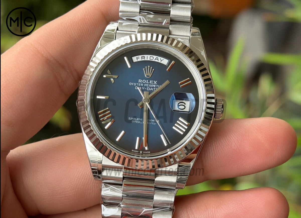 DayDate 40mm 228236 Blue Ombre Roman Dial on President Bracelet – Premium Edition