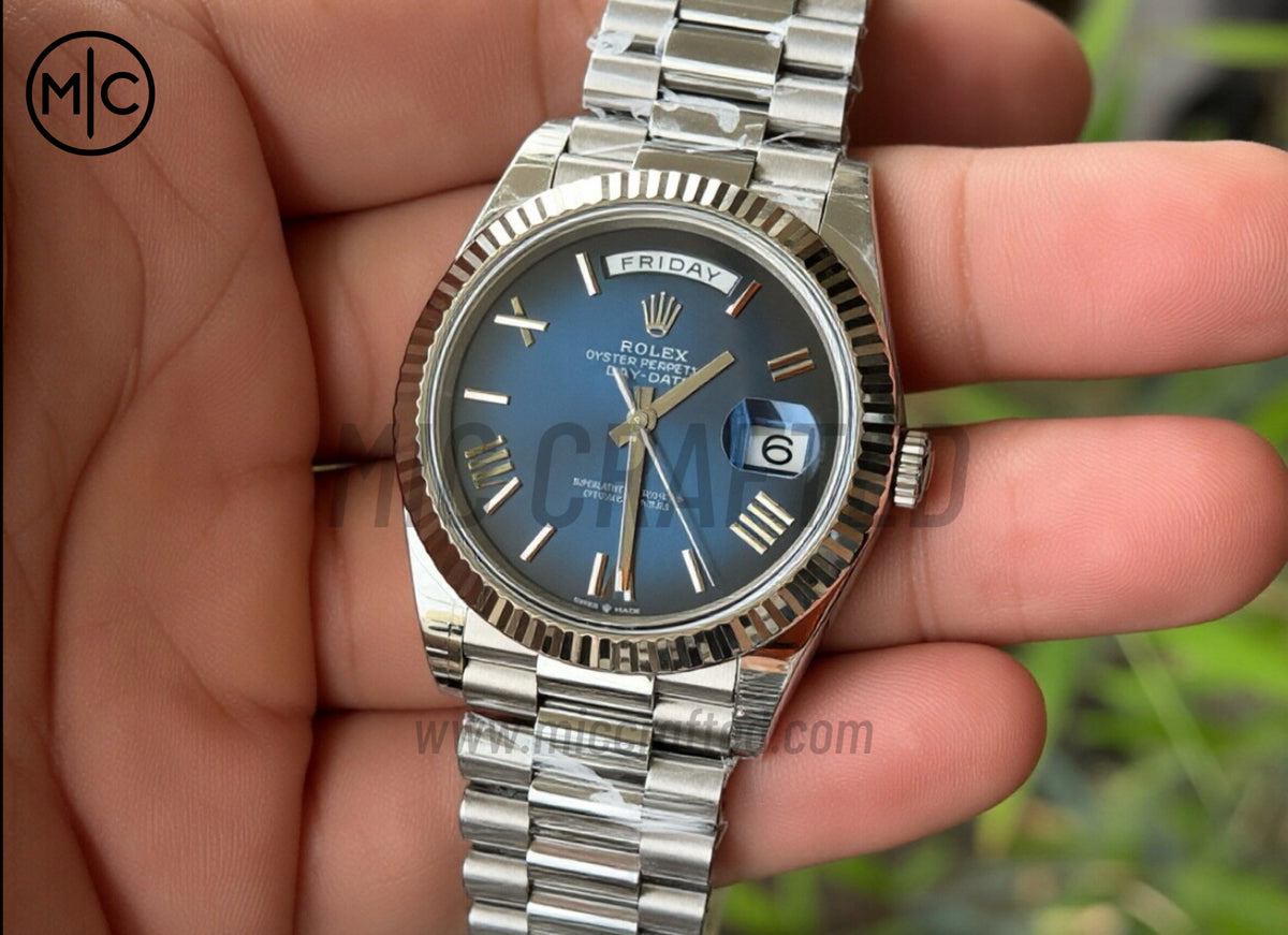 DayDate 40mm 228236 Blue Ombre Roman Dial on President Bracelet – Premium Edition