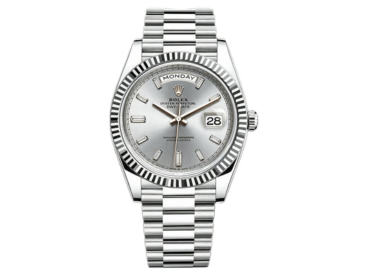 Day Date 40mm 228236 Silver Crystal Dial on President Bracelet – Premium Edition