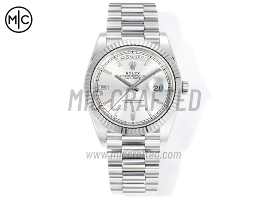 Day Date 40mm 228236 Silver Crystal Dial on President Bracelet – Premium Edition