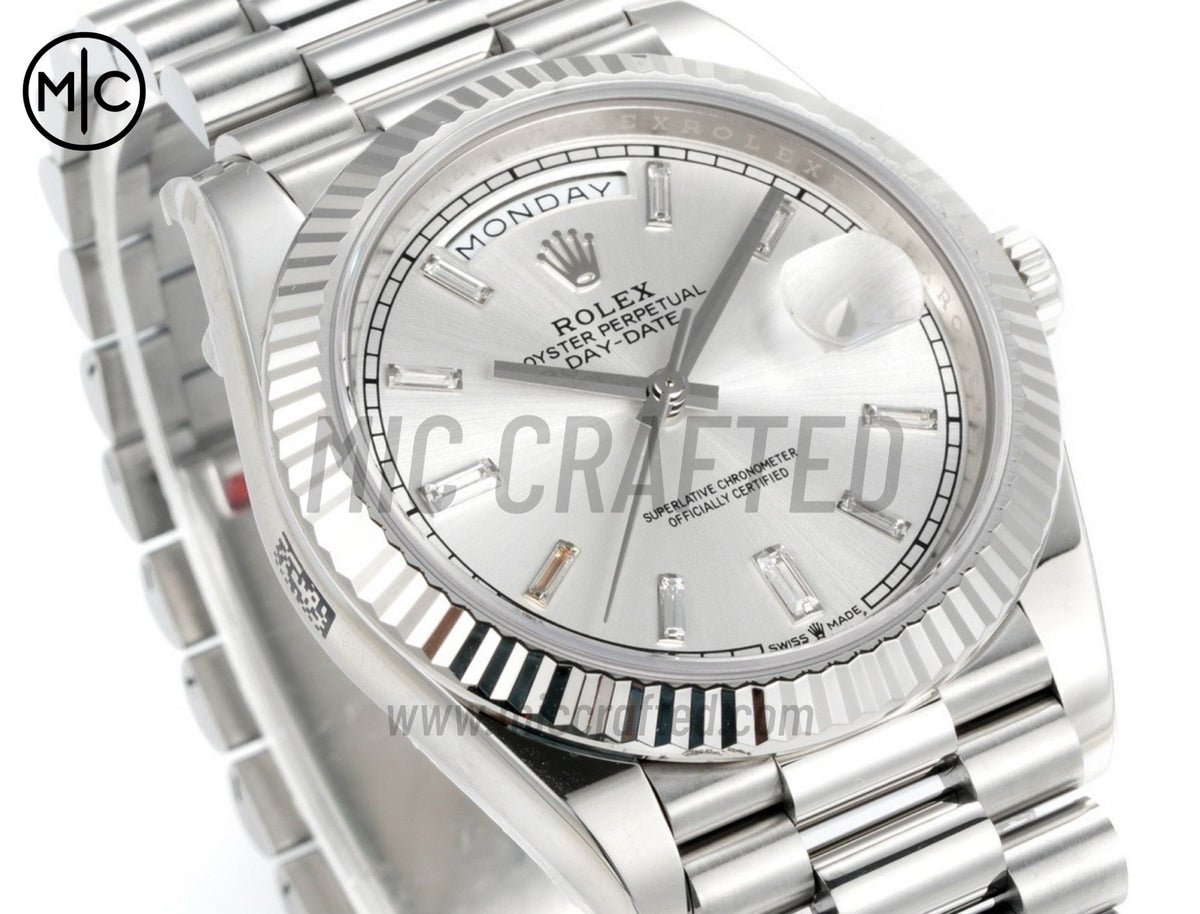 Day Date 40mm 228236 銀色水晶錶盤配 President 錶鏈 - 尊貴版