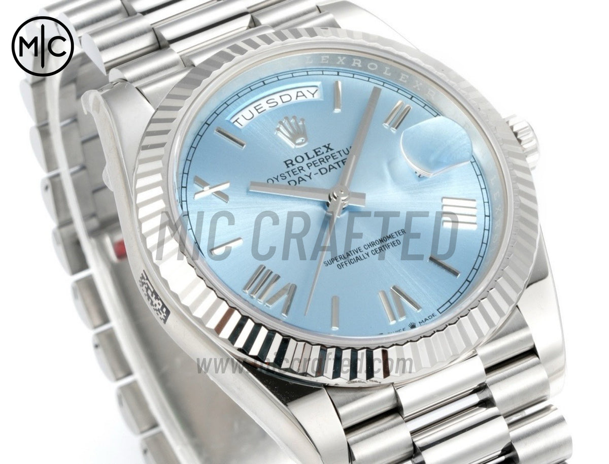 Day Date 40mm 228236 Ice Blue Roman Dial on President Bracelet – Premium Edition