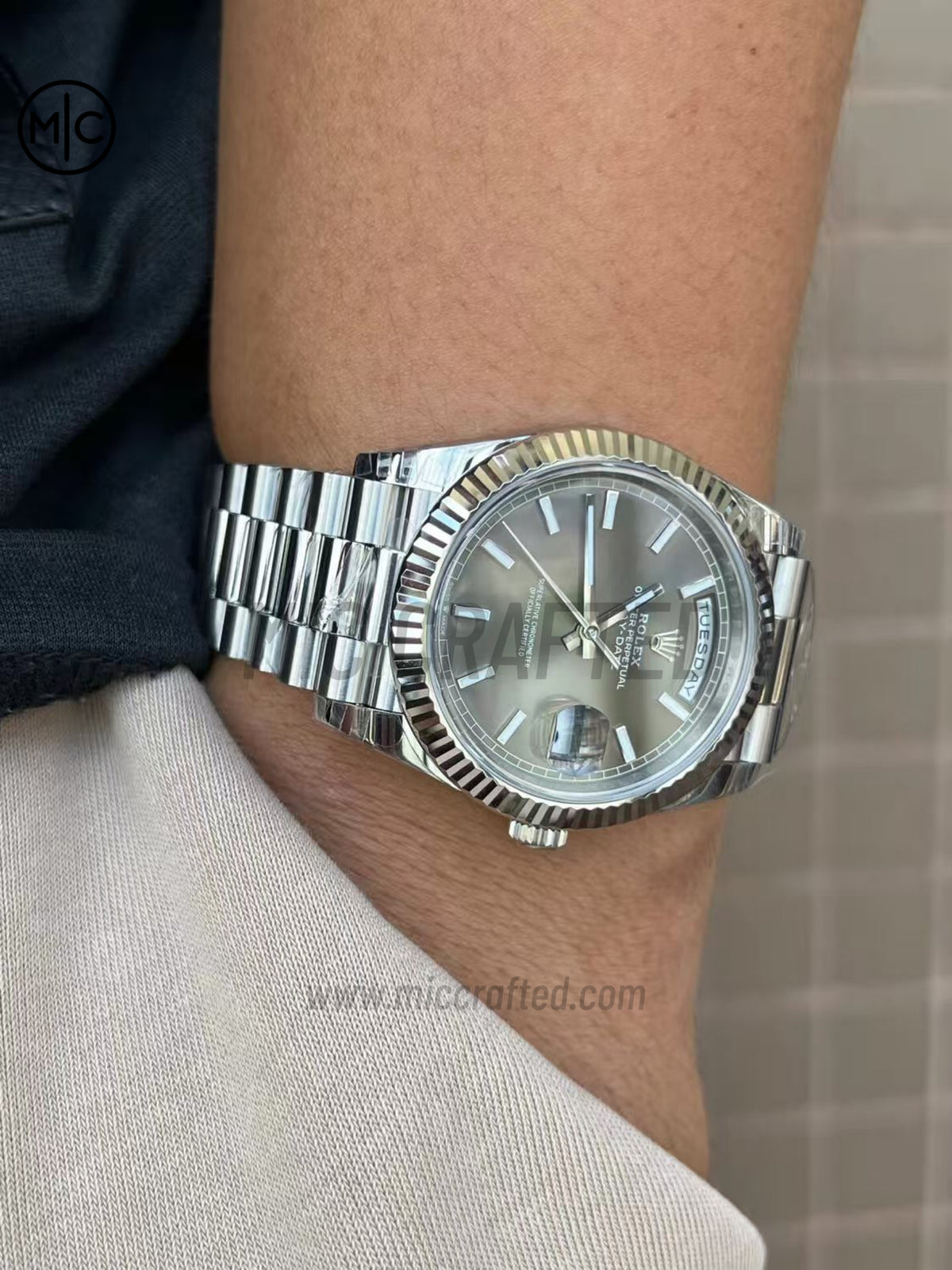 DayDate 40mm 228236 灰色棒狀刻度錶盤配 President 錶鏈 - 尊貴版