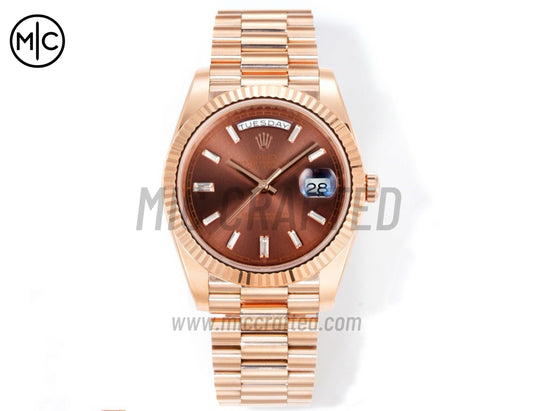 Day Date 40mm RG 228235 Brown Crystal Dial on President Bracelet – Premium Edition